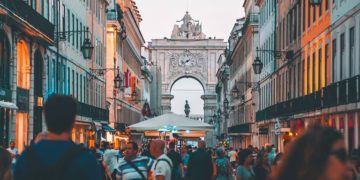 Lisboa de noche arco rua augusta